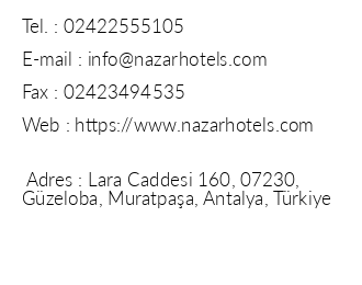 Nazar Beach Hotel iletiim bilgileri
